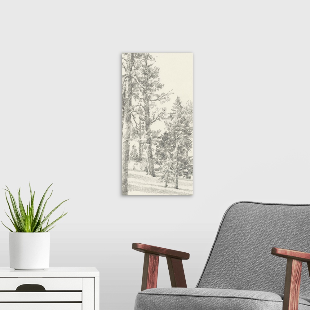 A modern room featuring Northwestern Tree Study I