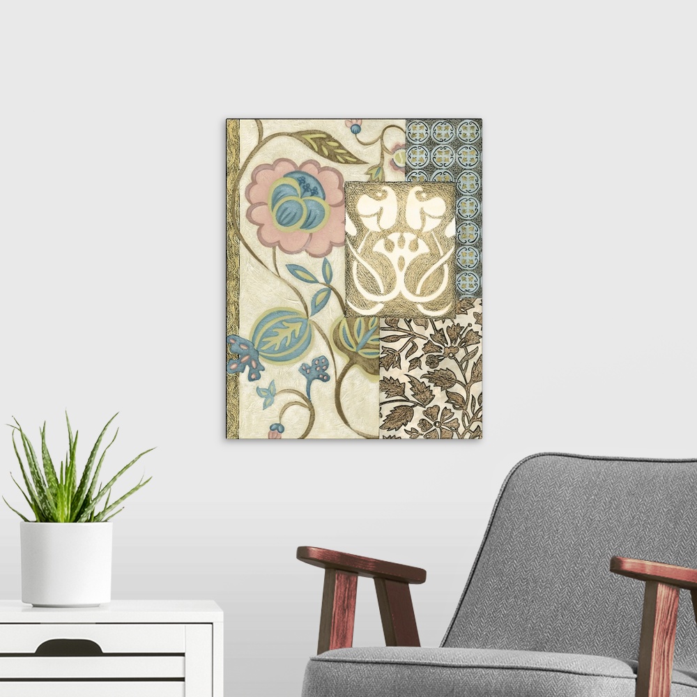 A modern room featuring Nouveau Tapestry I