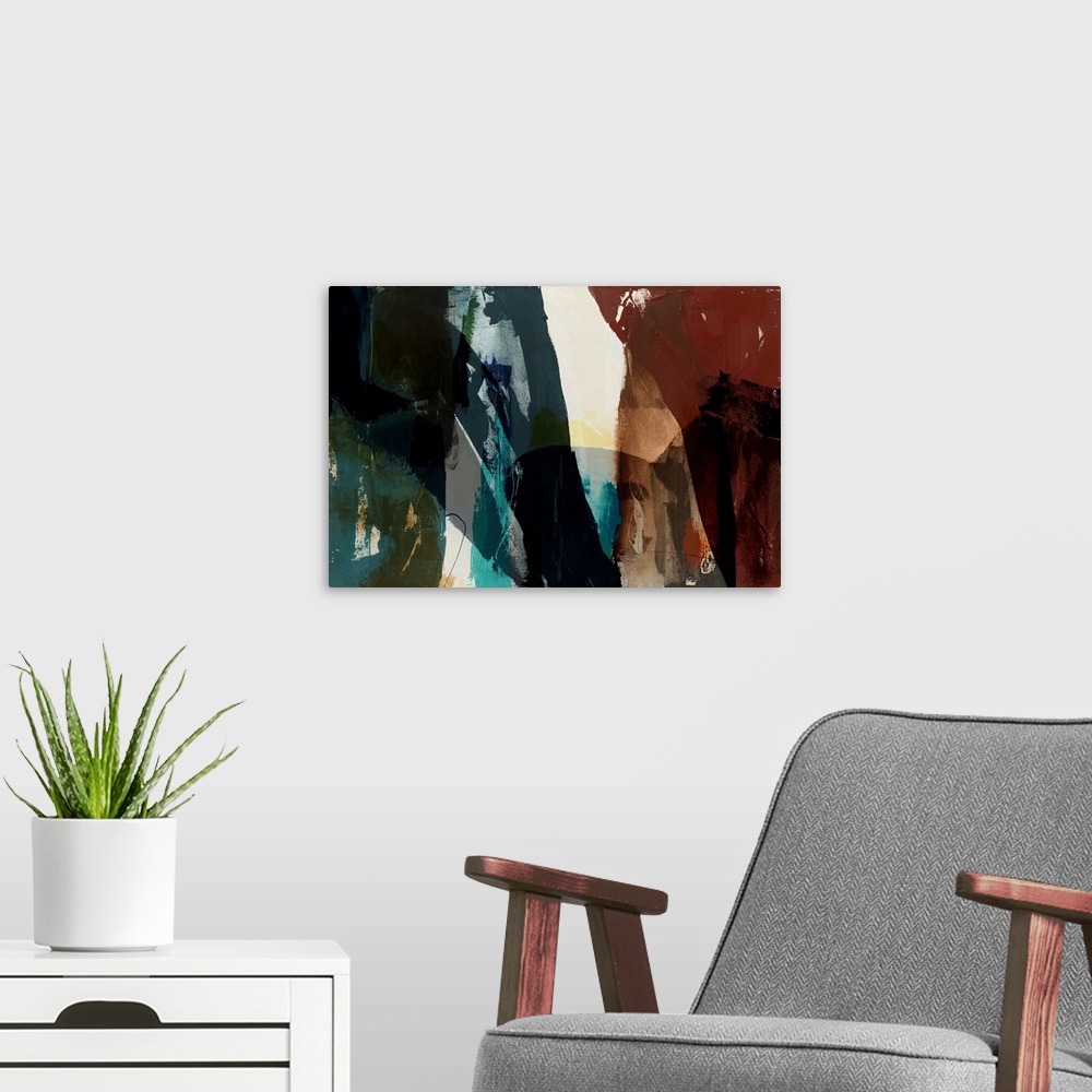 A modern room featuring Obscure Abstract VII