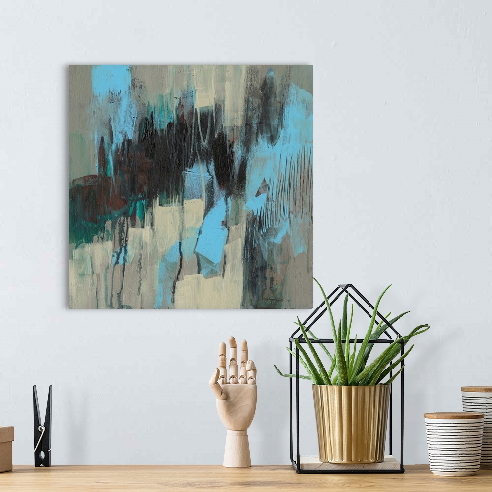A bohemian room featuring Ocean Blue Abstract I