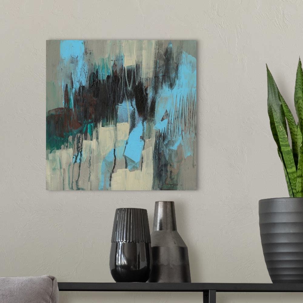 A modern room featuring Ocean Blue Abstract I