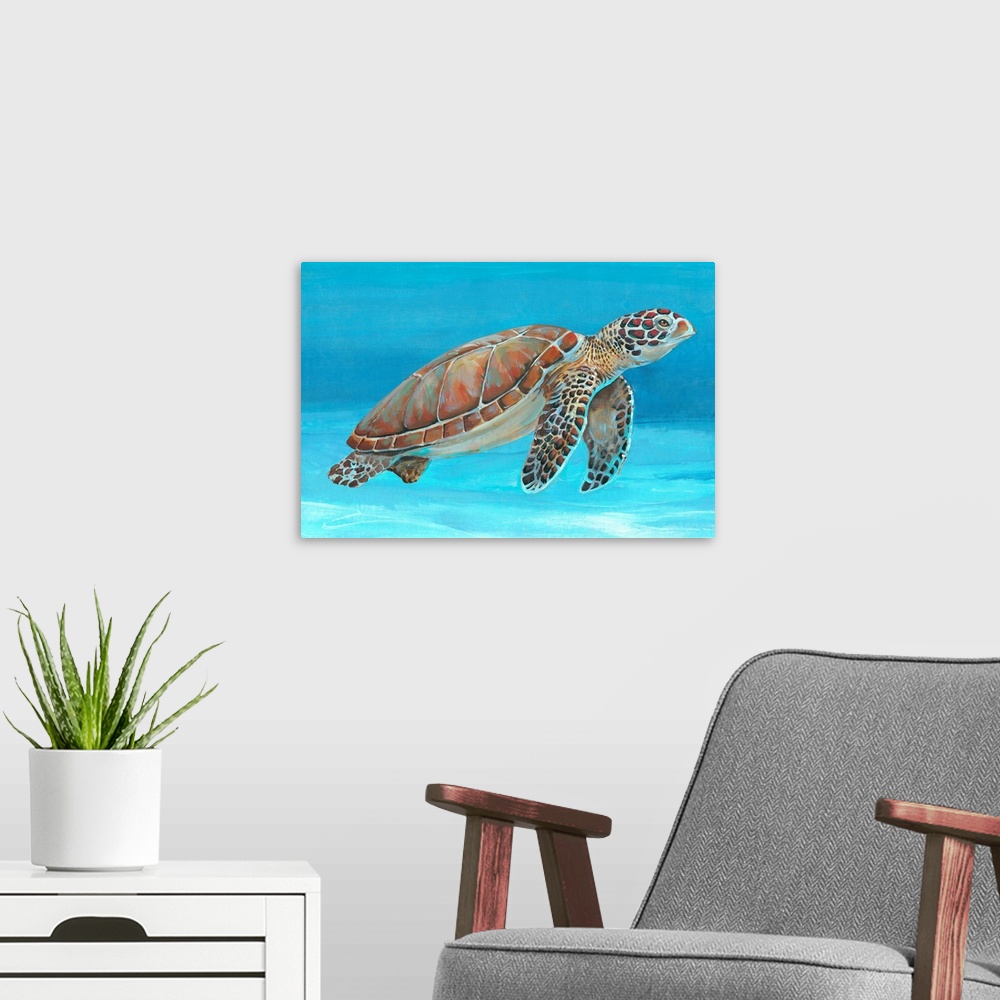 A modern room featuring Ocean Sea Turtle I