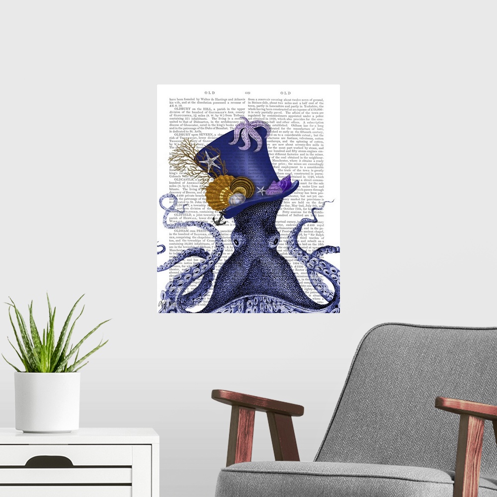 A modern room featuring Octopus Nautical Hat