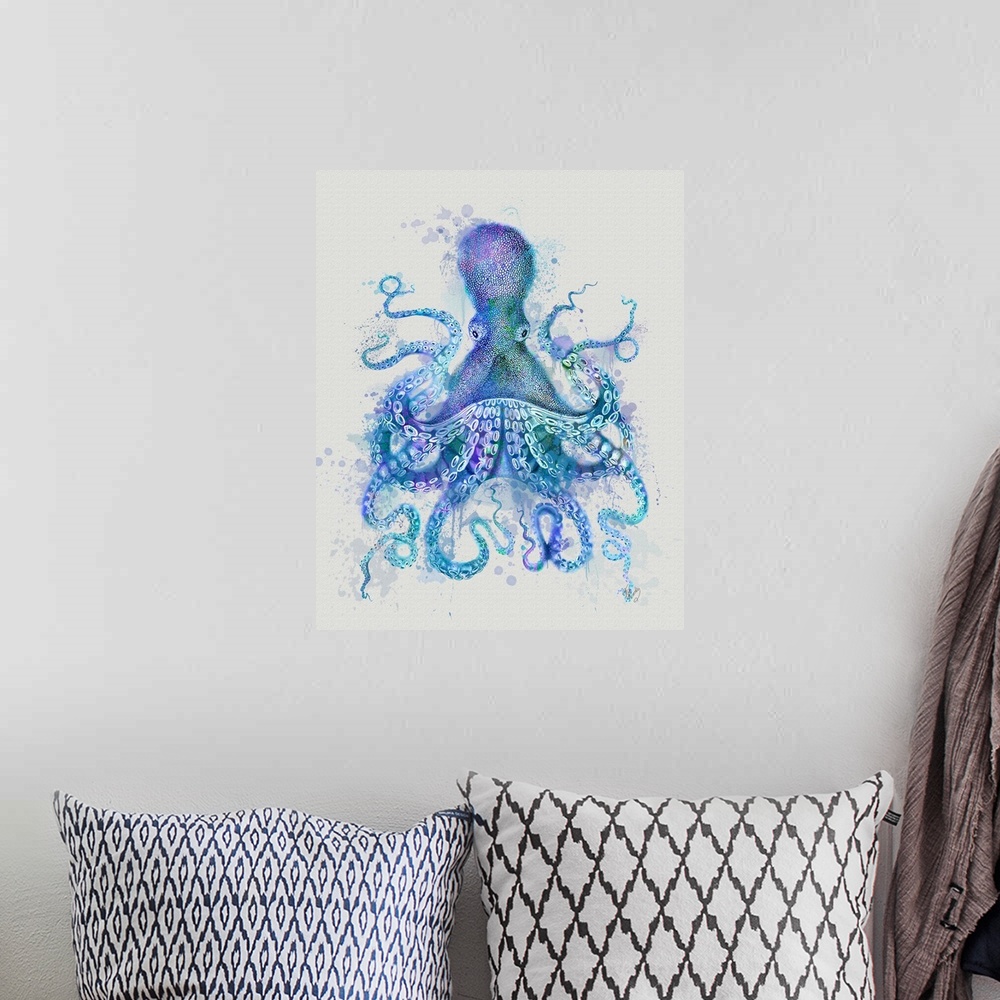 A bohemian room featuring Octopus Rainbow Splash Blue