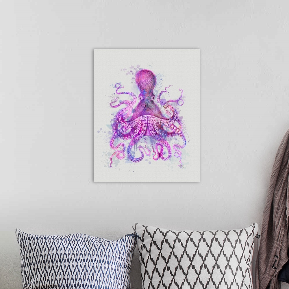 A bohemian room featuring Octopus Rainbow Splash Pink