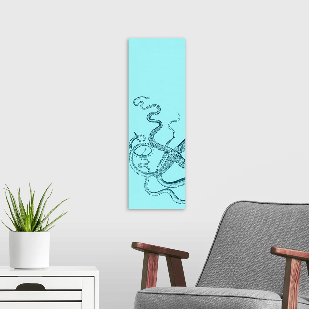 A modern room featuring Octopus Triptych I
