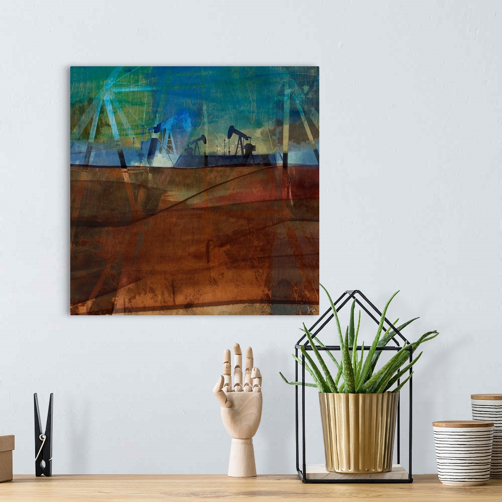 A bohemian room featuring Oil Rig Abstraction II