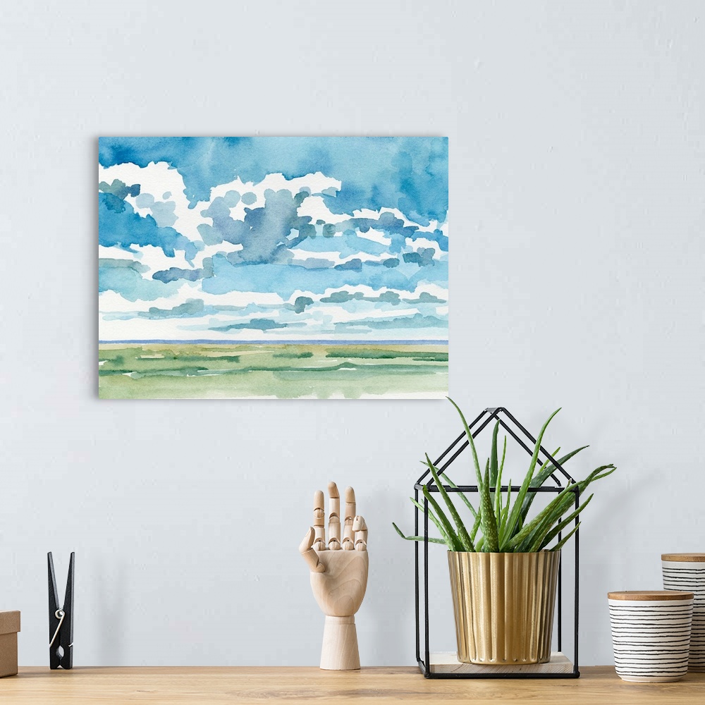 A bohemian room featuring Open Sky Study I