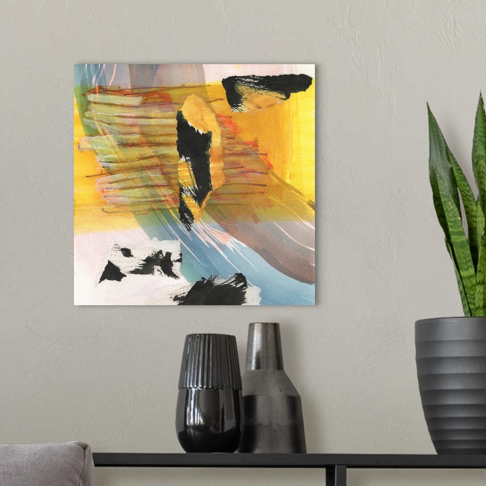 A modern room featuring Orange Collage I