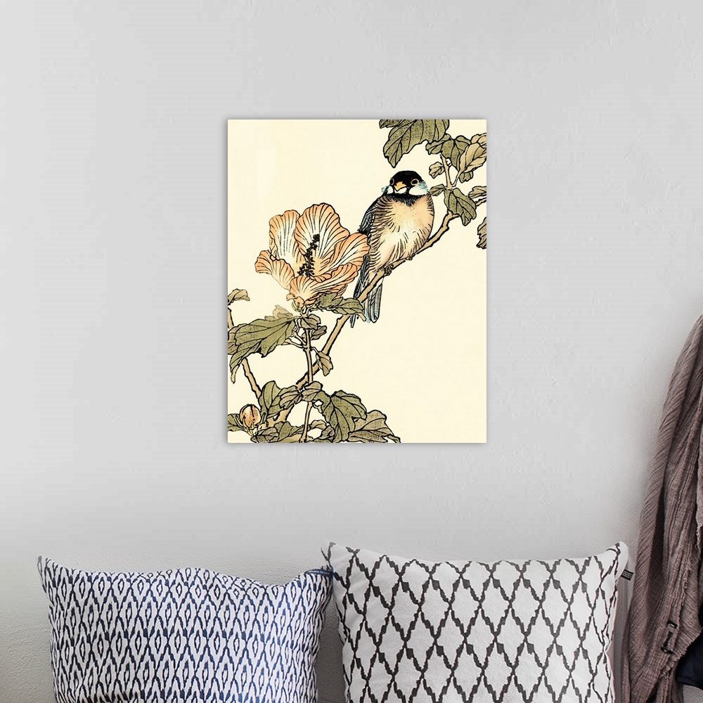 A bohemian room featuring Oriental Bird on Branch I