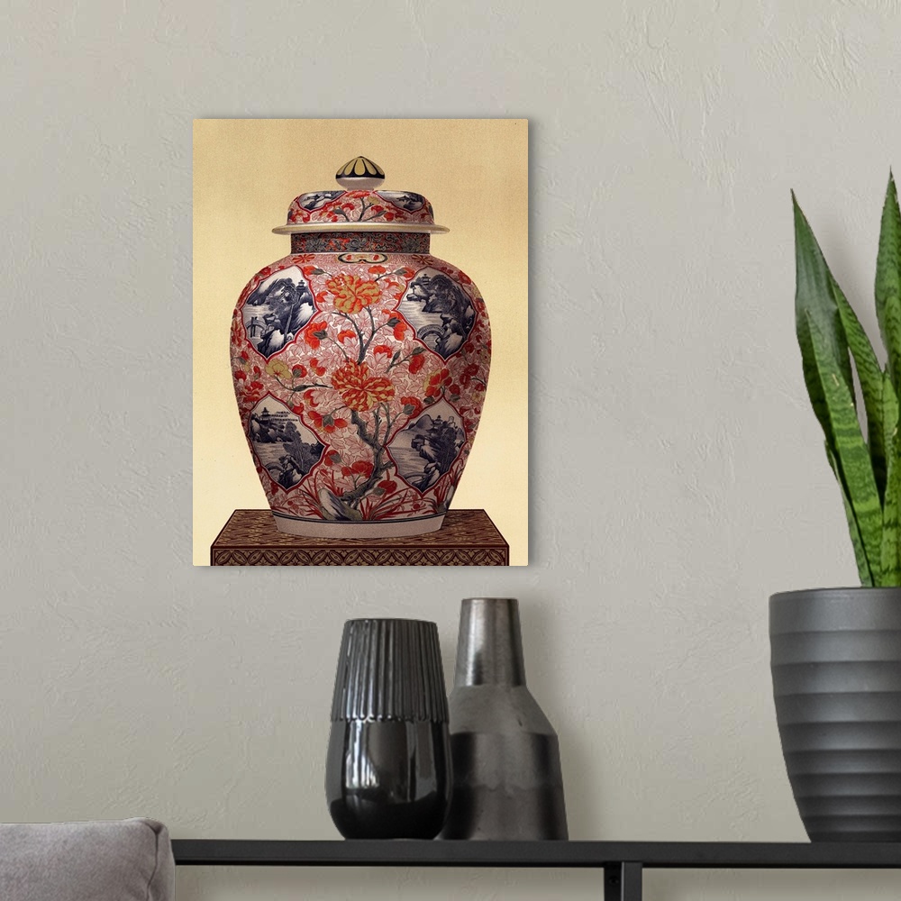 A modern room featuring Oriental Blue Vase III