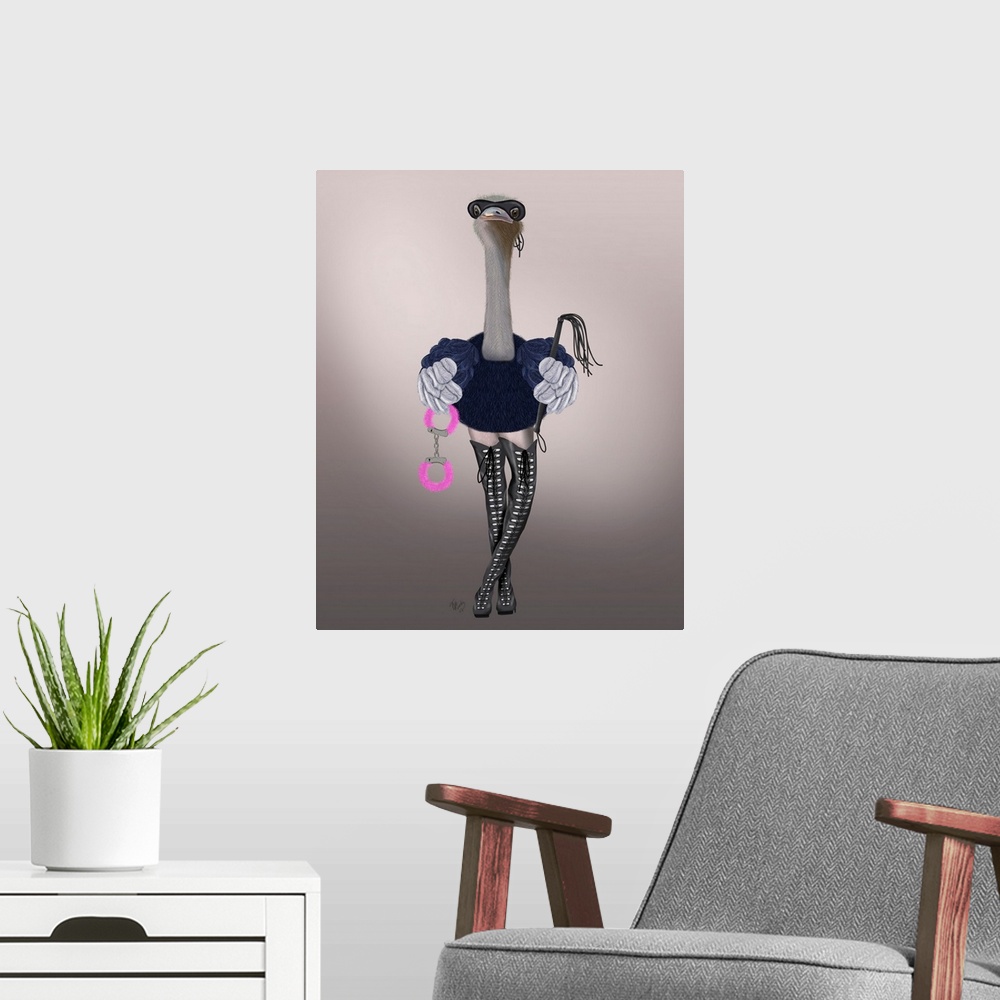 A modern room featuring Ostrich with Kinky Boots