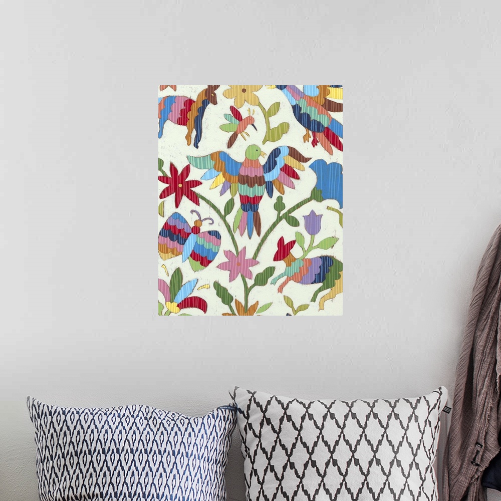 A bohemian room featuring Otomi Embroidery II