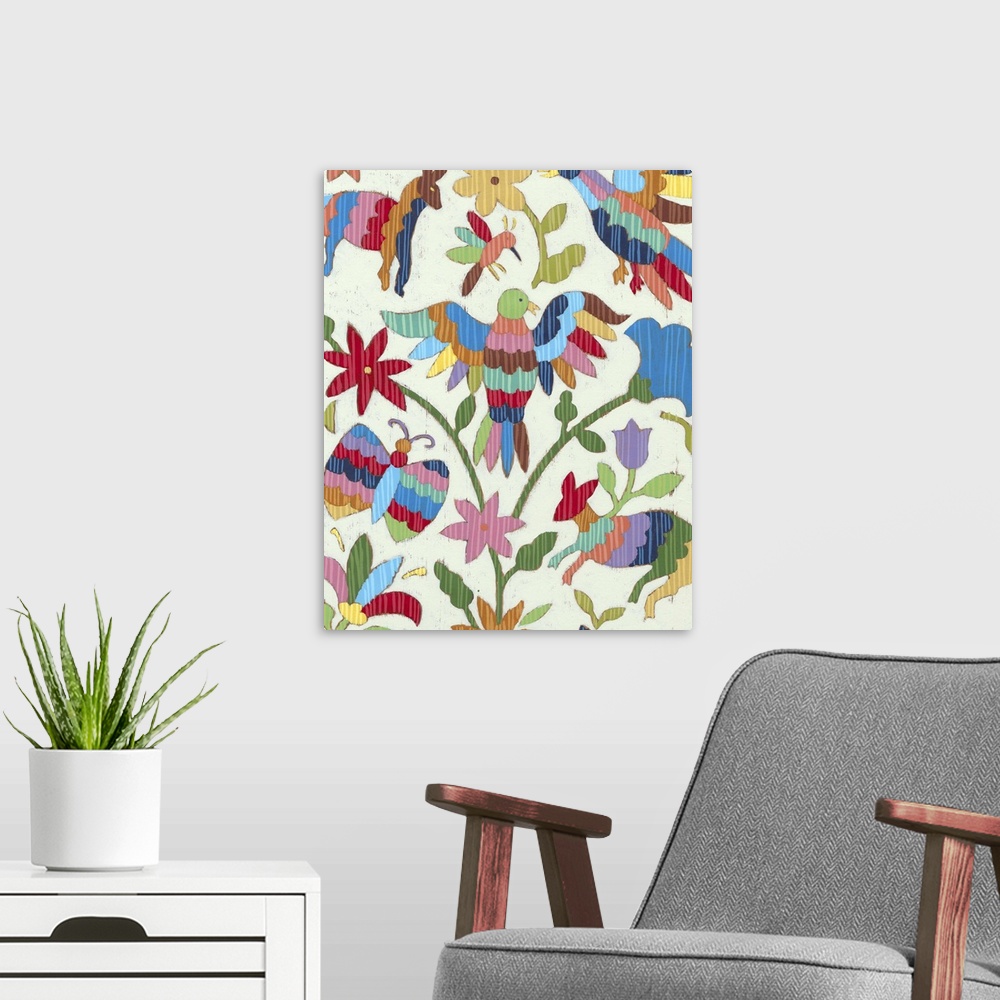 A modern room featuring Otomi Embroidery II