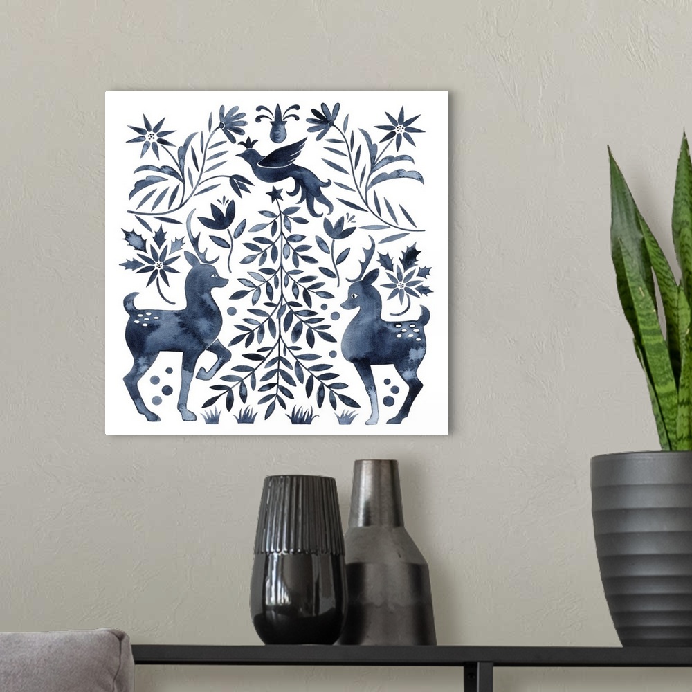 A modern room featuring Otomi Inspired Christmas IV