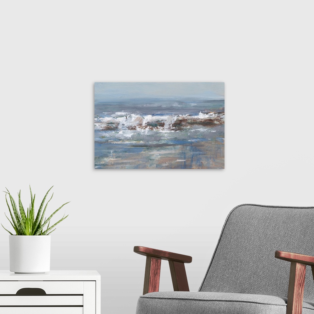 A modern room featuring Overcast Tides I