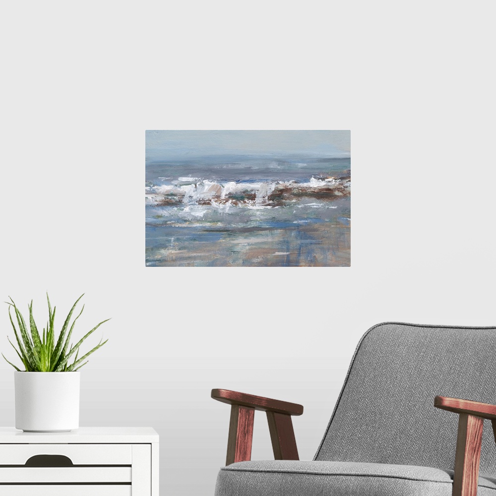 A modern room featuring Overcast Tides I