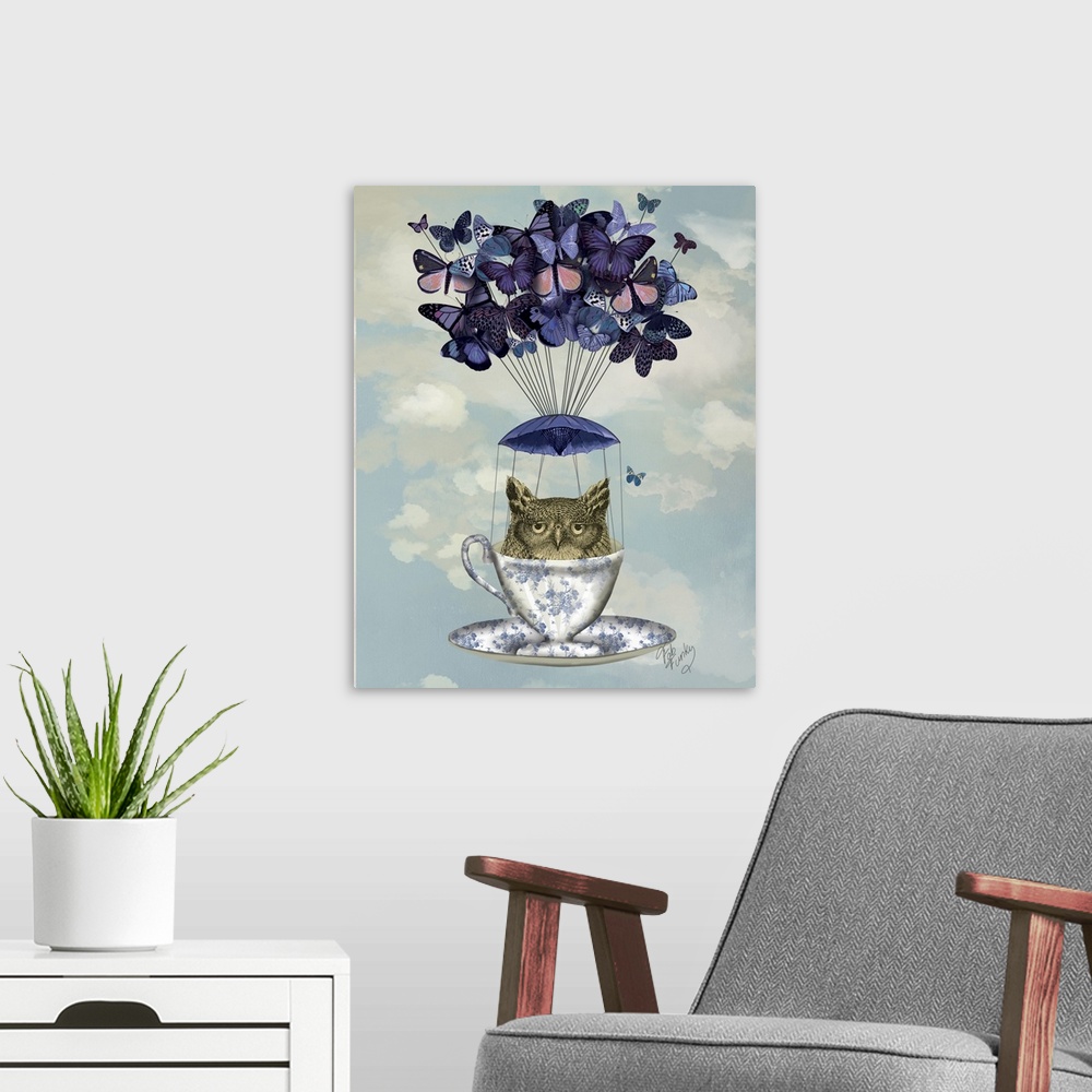 A modern room featuring Owl In Teacup