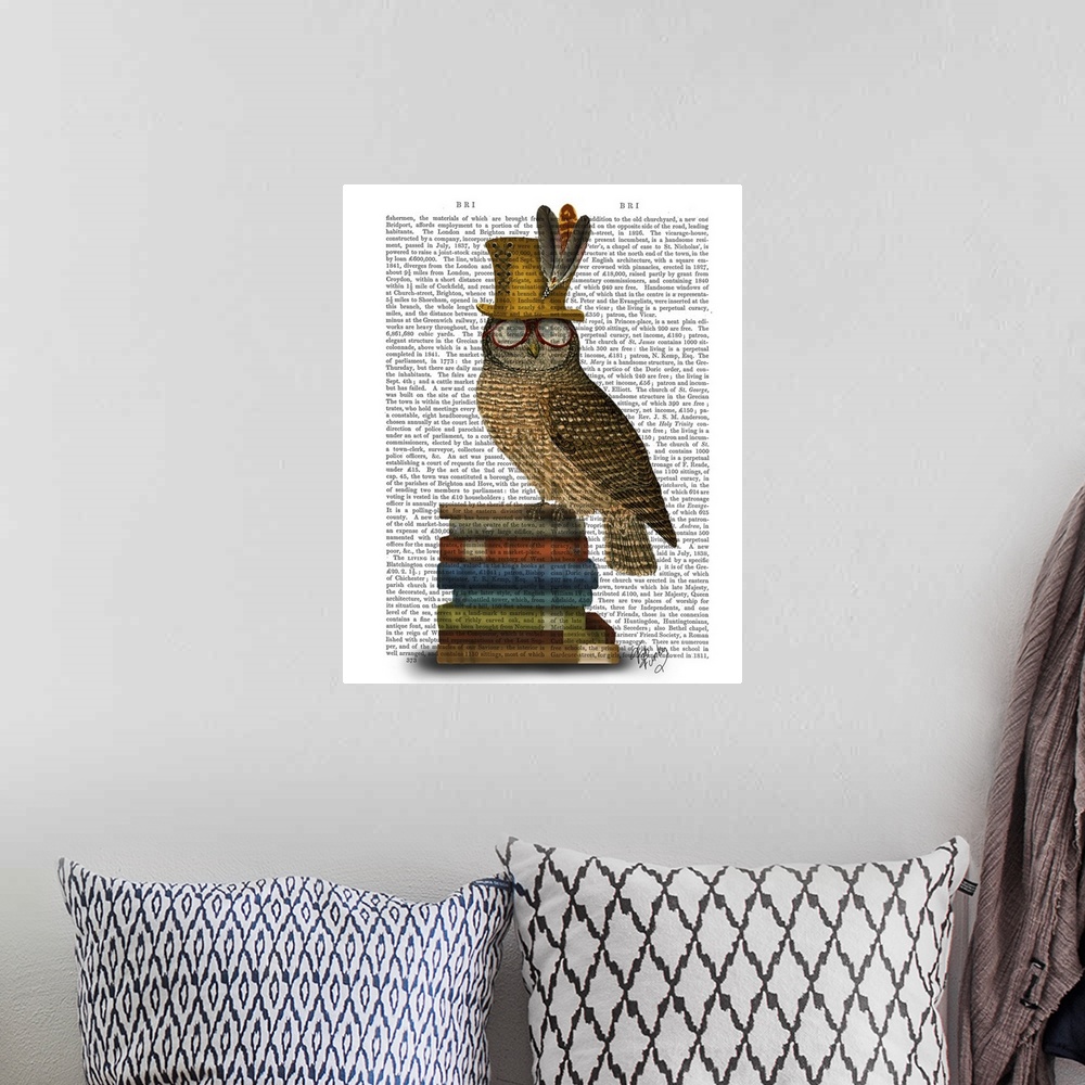 A bohemian room featuring Owl On Books
