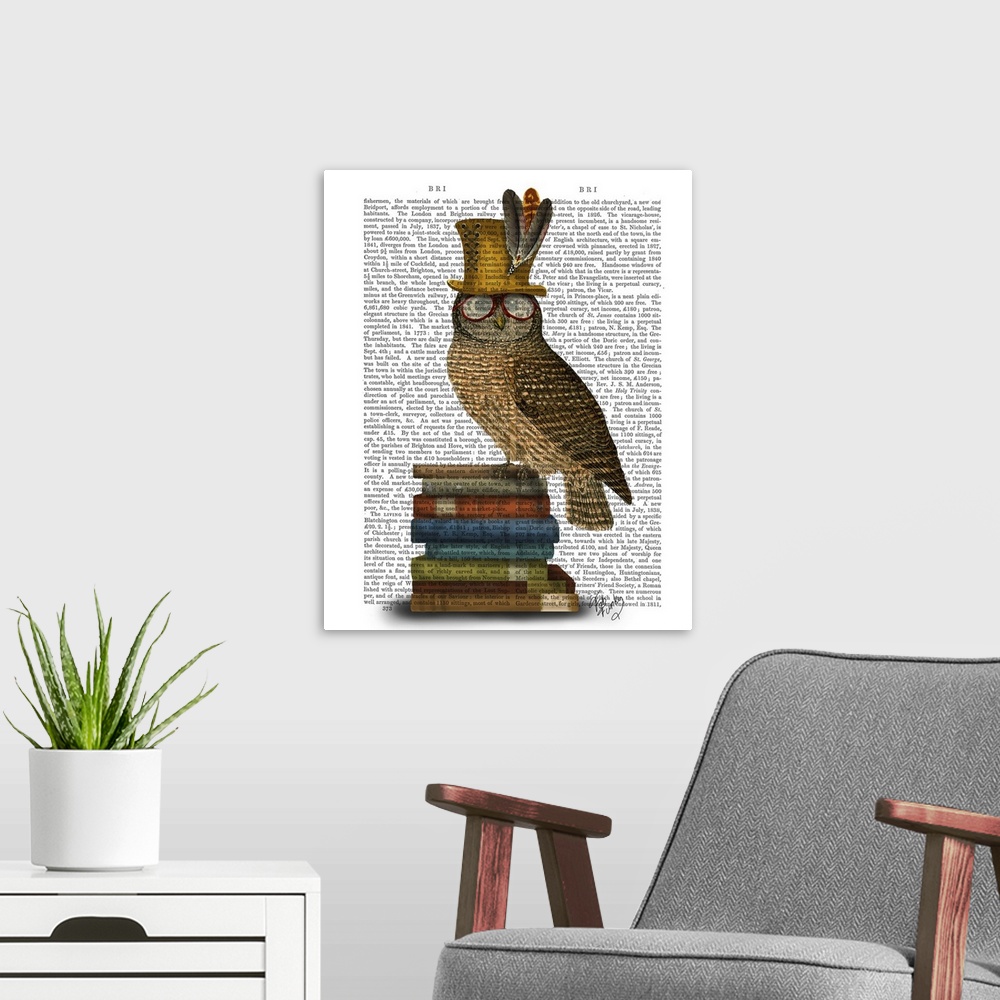 A modern room featuring Owl On Books