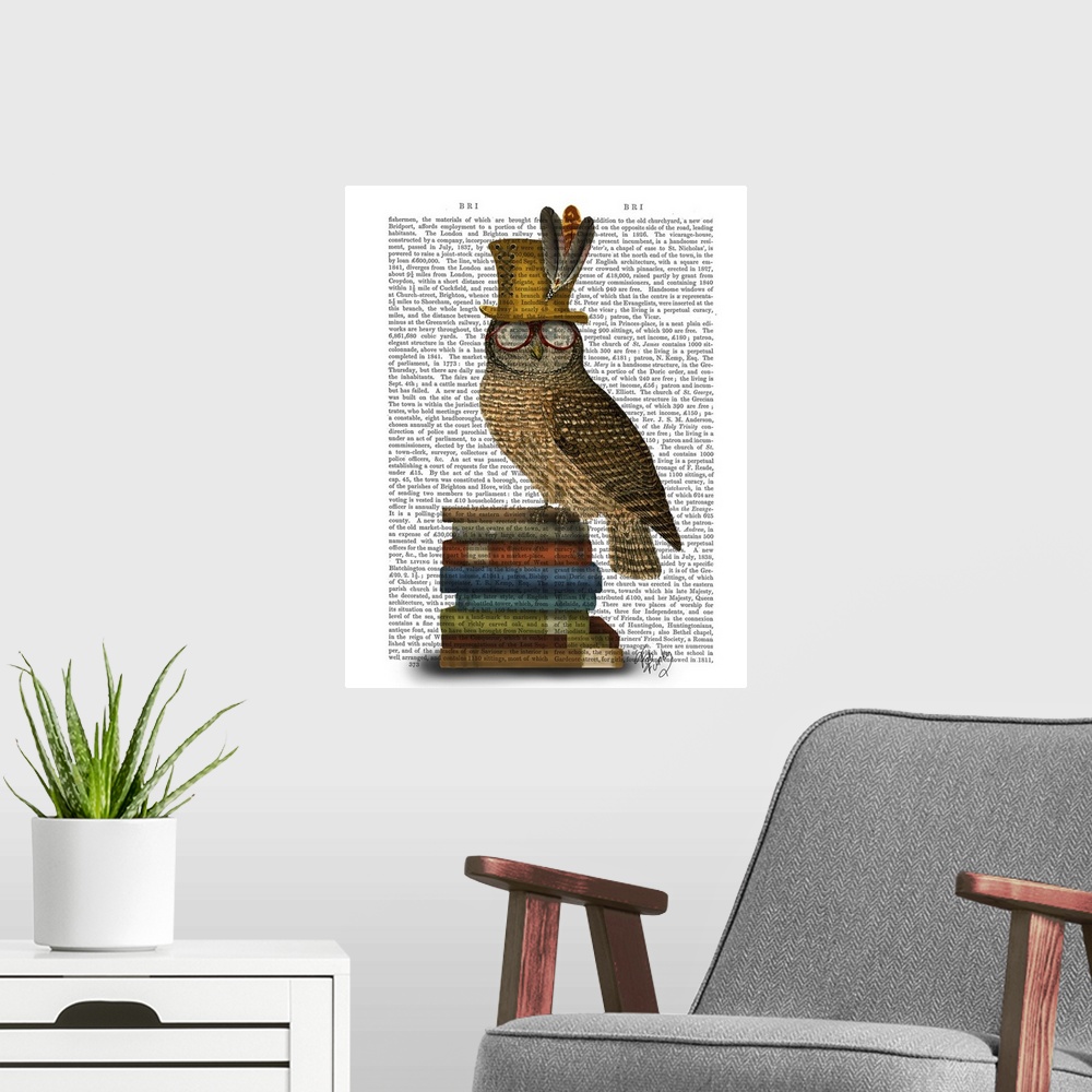 A modern room featuring Owl On Books
