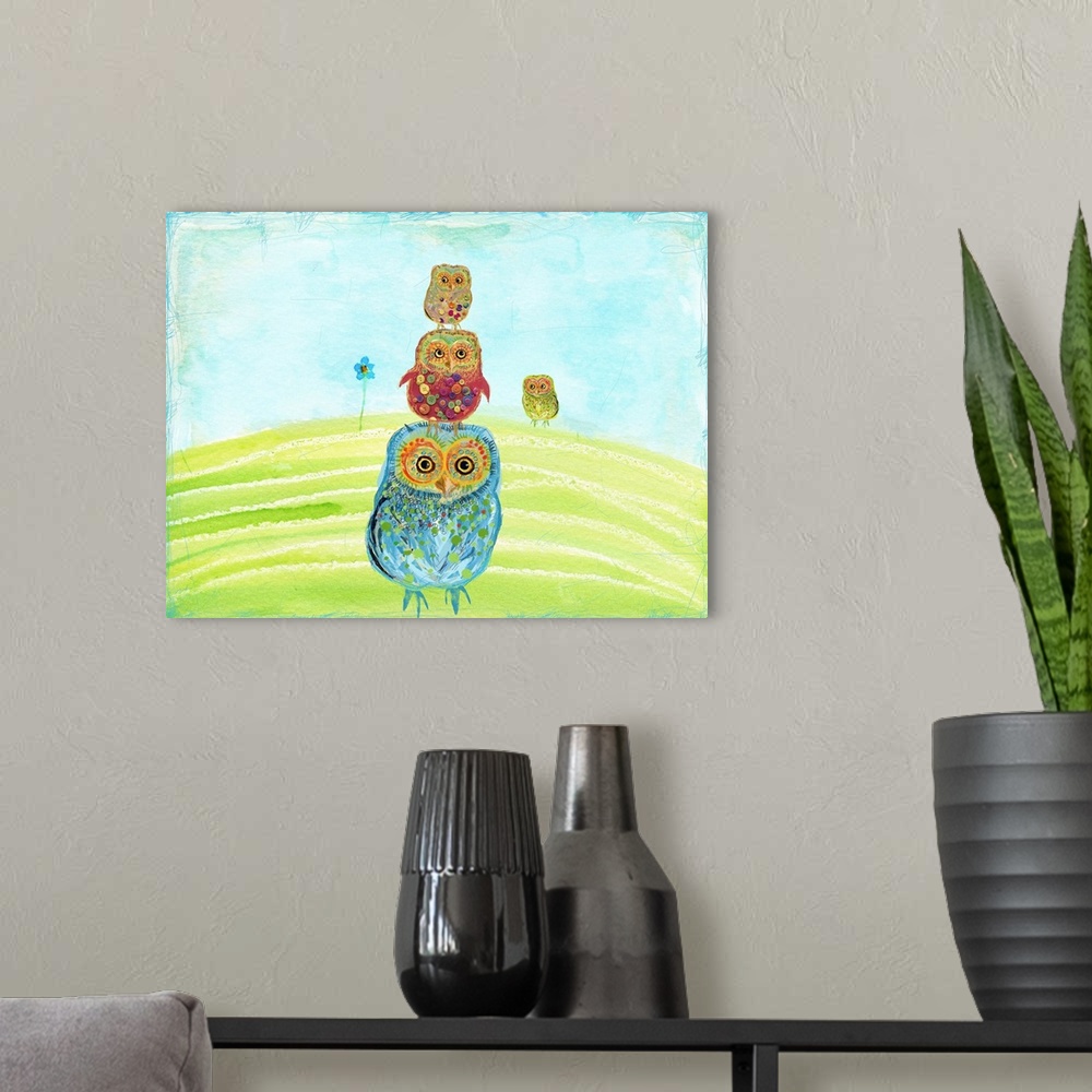 A modern room featuring Owl Totem