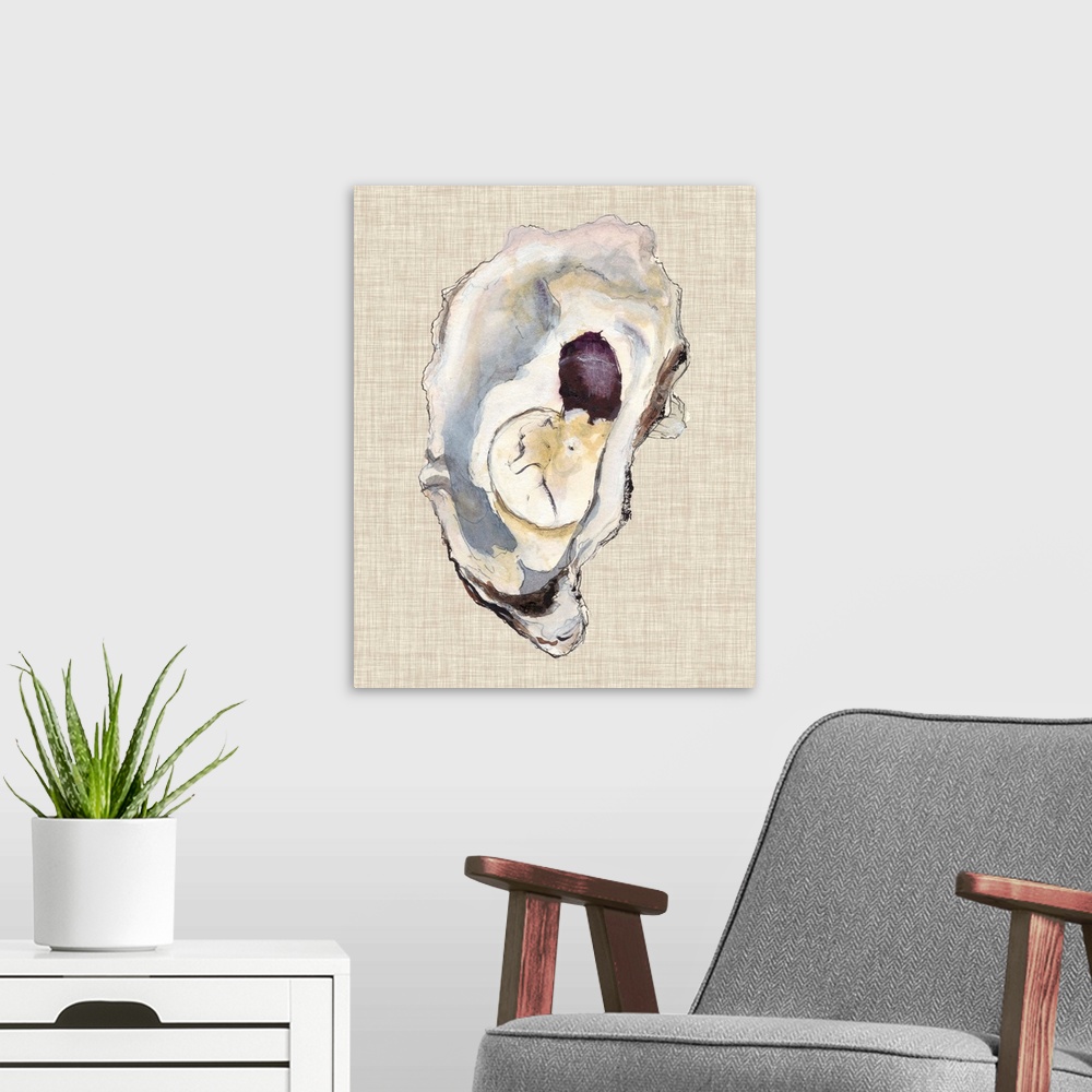 A modern room featuring Oyster Shell Study IV