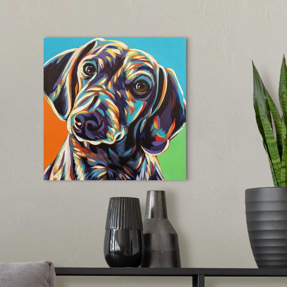 A modern room featuring Painted Dachshund II