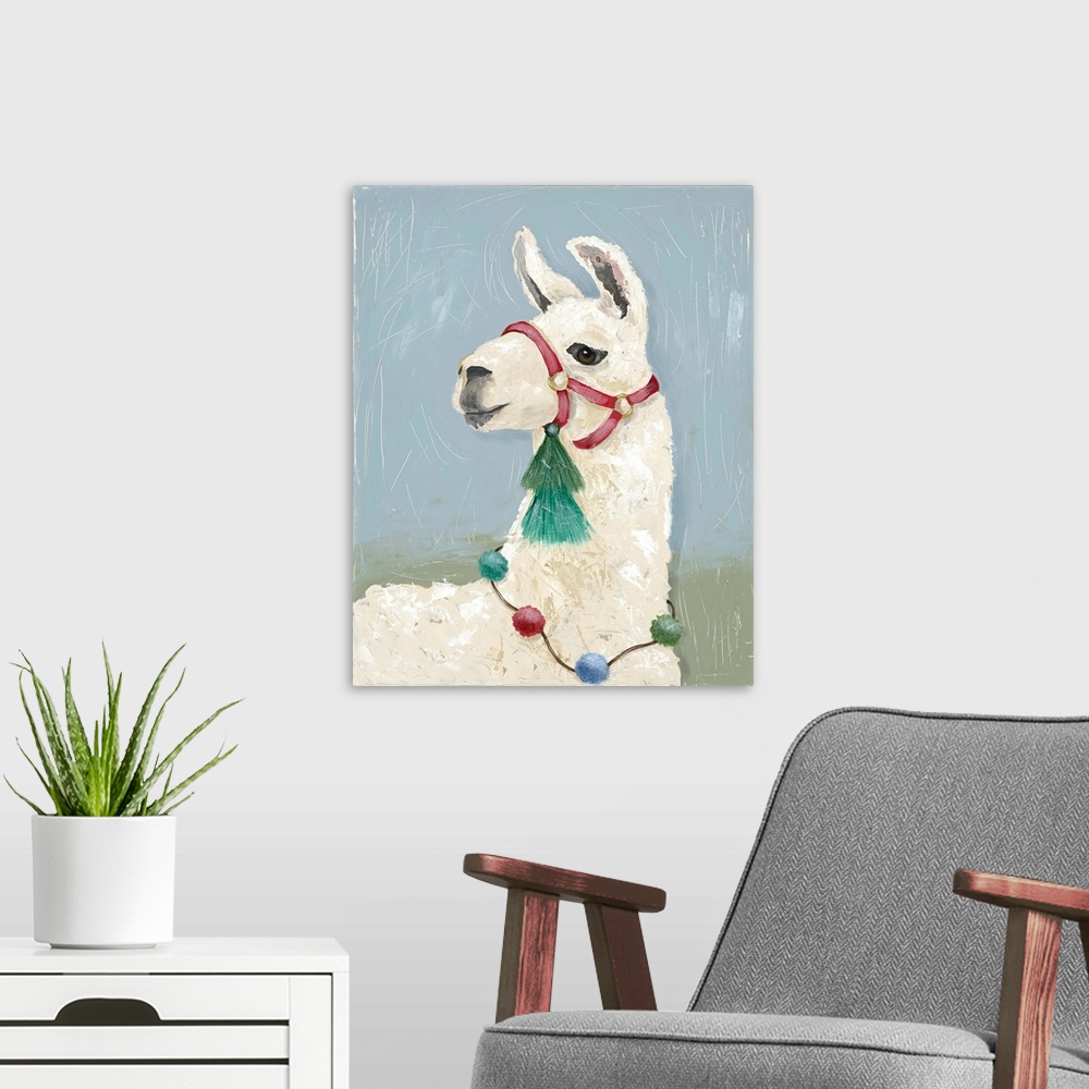 A modern room featuring Painted Llama I
