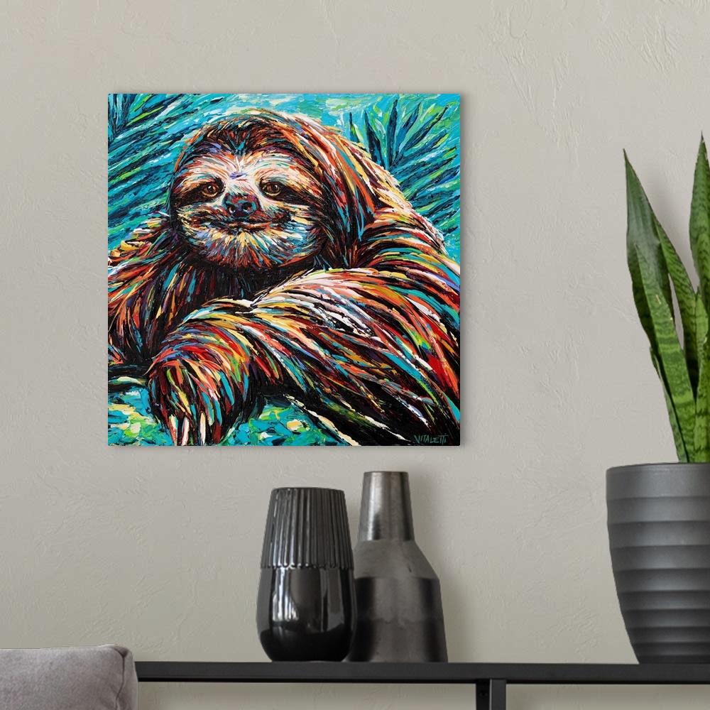A modern room featuring Painted Sloth I