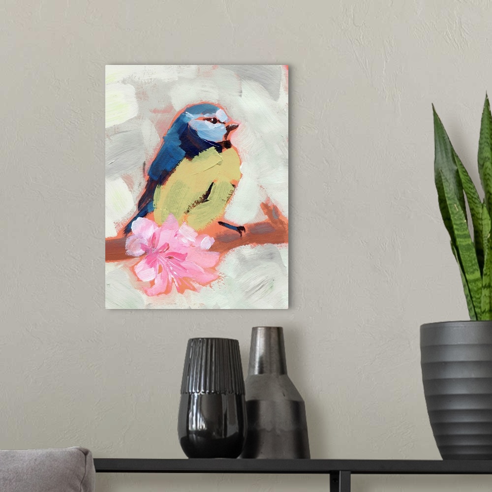 A modern room featuring Painted Songbird II