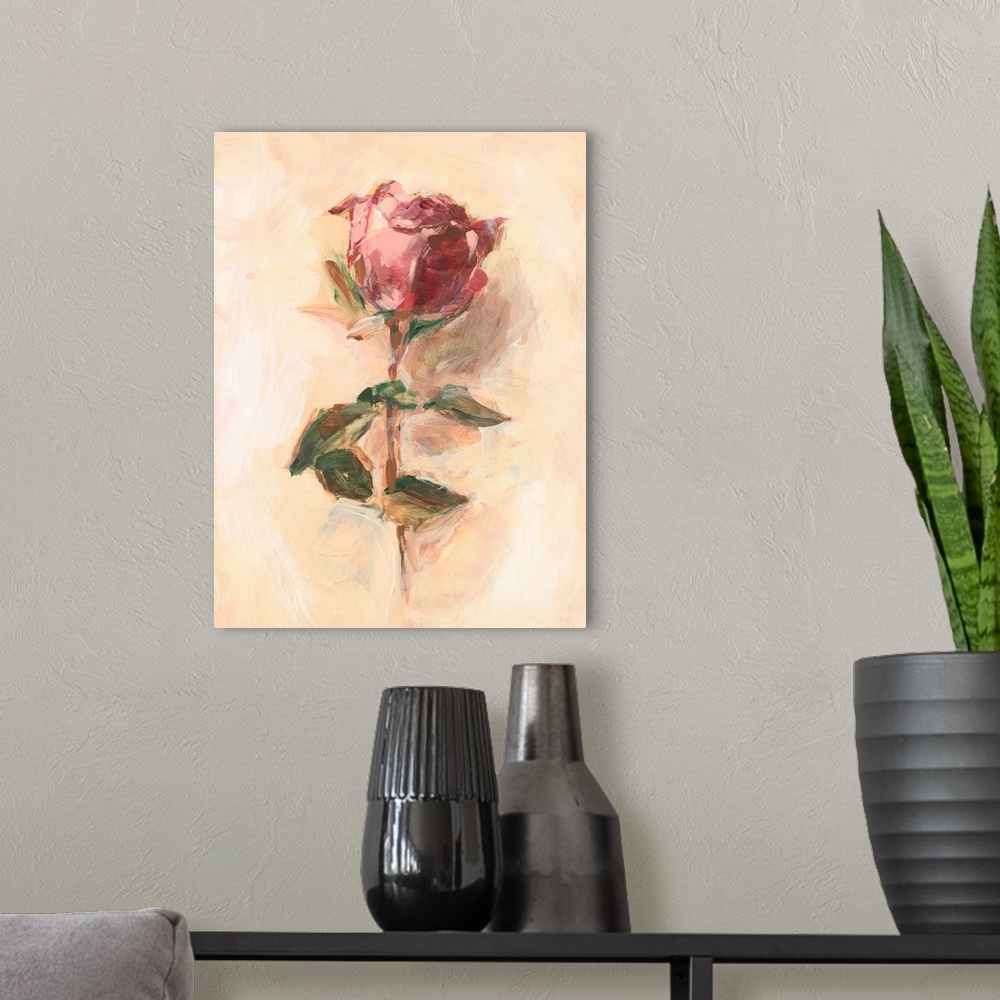 A modern room featuring Painterly Rose Study I