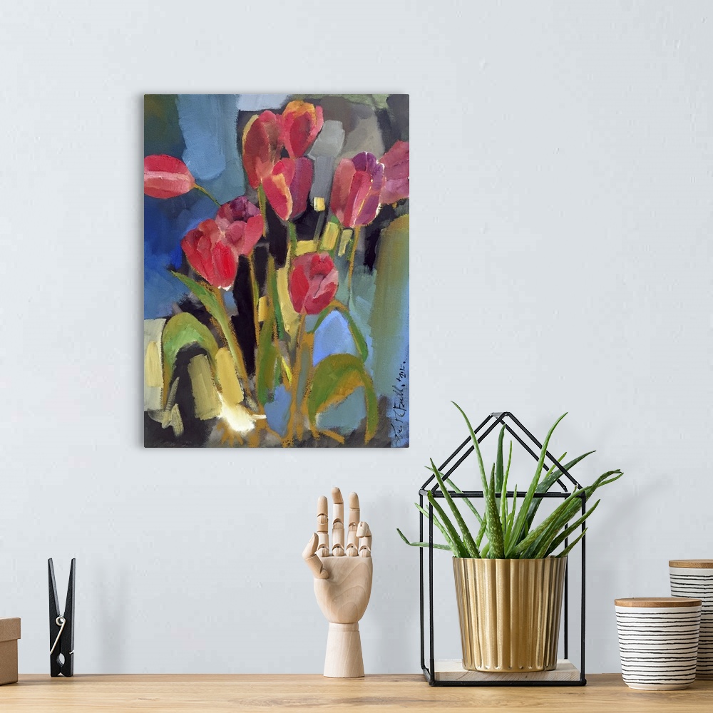 A bohemian room featuring Painterly Tulips II
