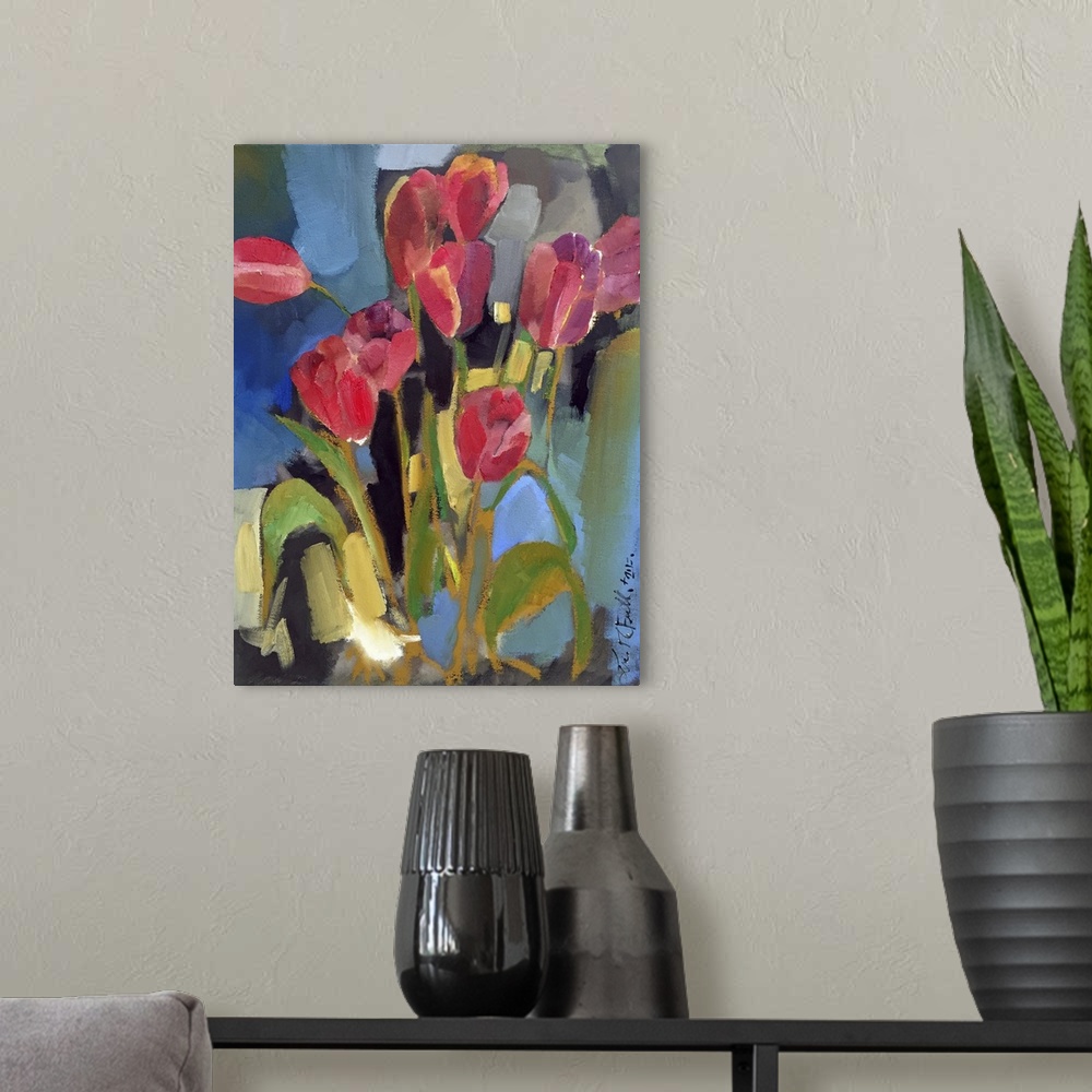 A modern room featuring Painterly Tulips II
