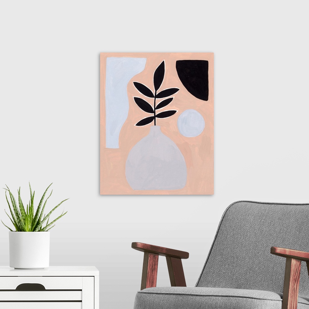 A modern room featuring Pale Abstraction IV