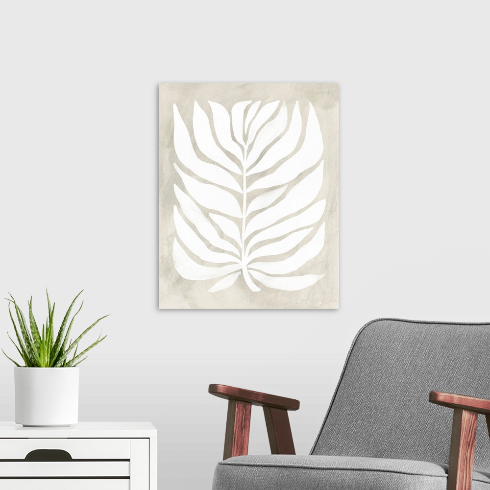 A modern room featuring Palm Fossil Silhouette I