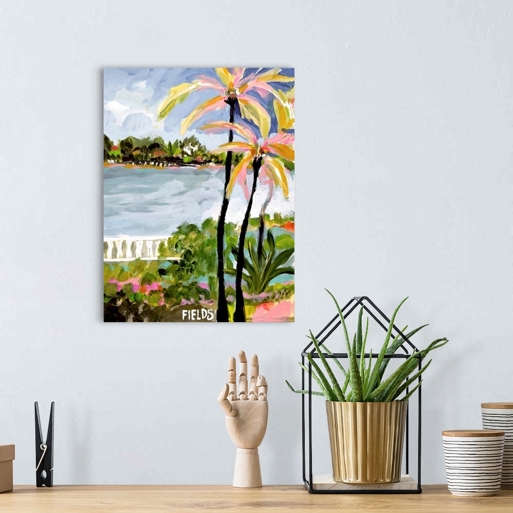 A bohemian room featuring Palm Landscape IV