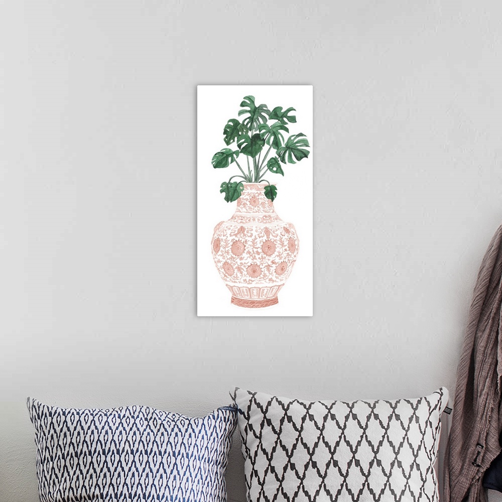 A bohemian room featuring Palms In Pastel Vase I