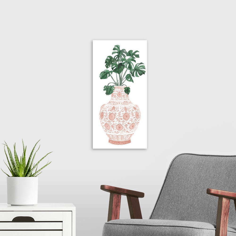 A modern room featuring Palms In Pastel Vase I