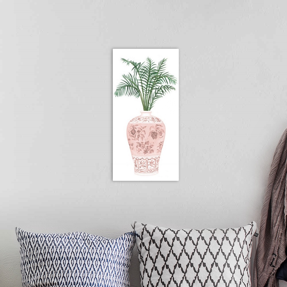 A bohemian room featuring Palms In Pastel Vase II