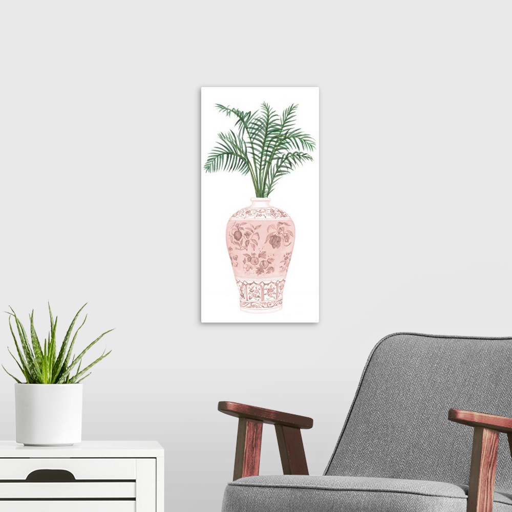 A modern room featuring Palms In Pastel Vase II