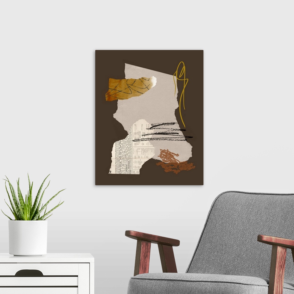 A modern room featuring Paper Collage II