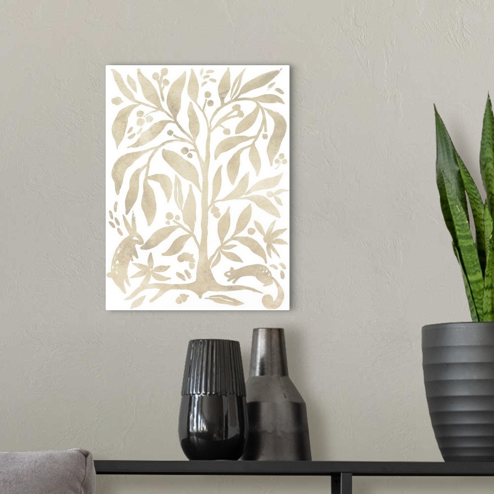 A modern room featuring Parchment Block Print II