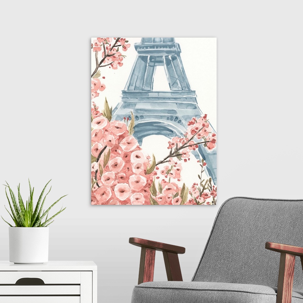 A modern room featuring Paris Cherry Blossoms I