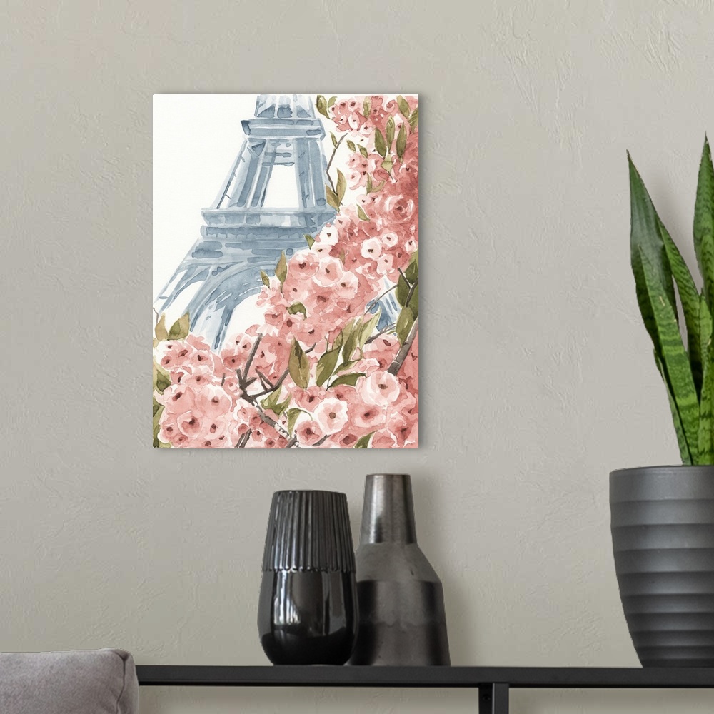 A modern room featuring Paris Cherry Blossoms II