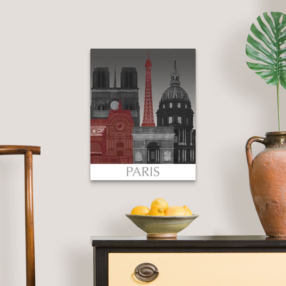 A traditional room featuring Paris Elevations by Night Red
