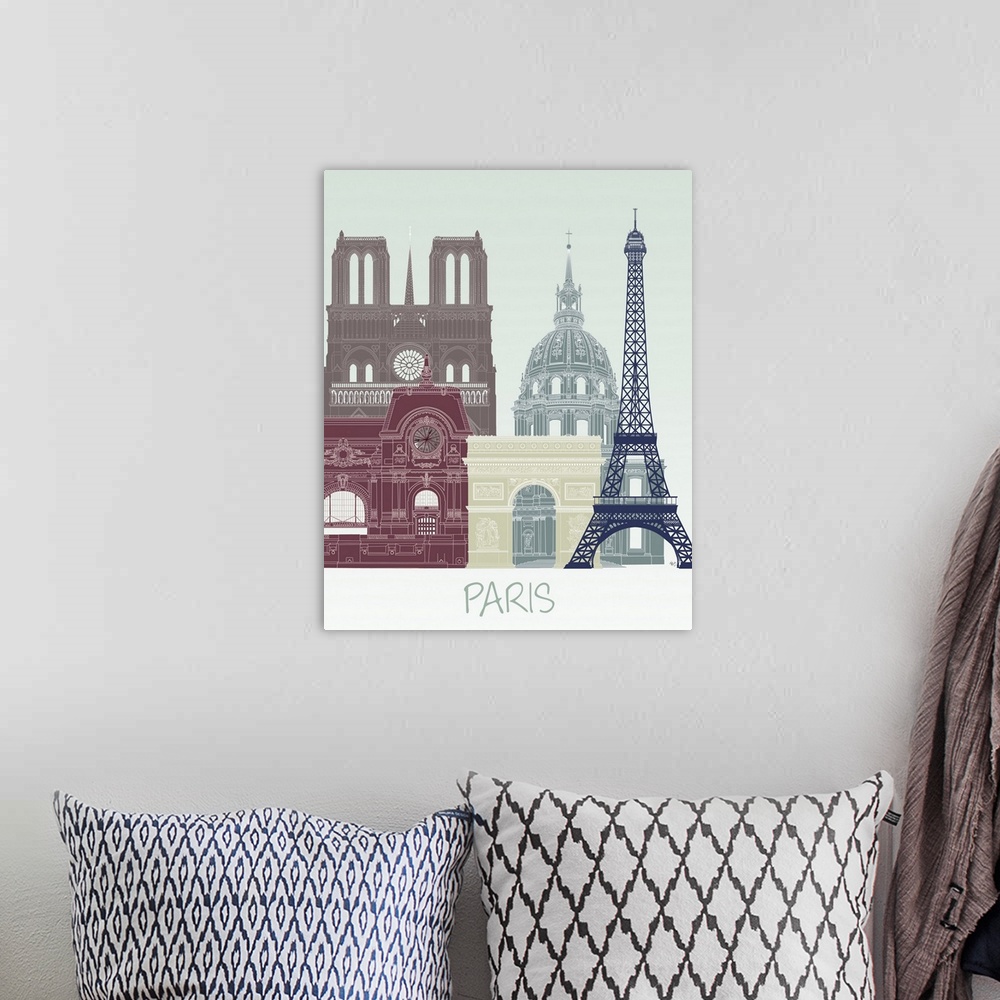 A bohemian room featuring Paris Skyline