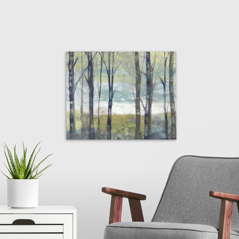 A modern room featuring Pastel Birches II