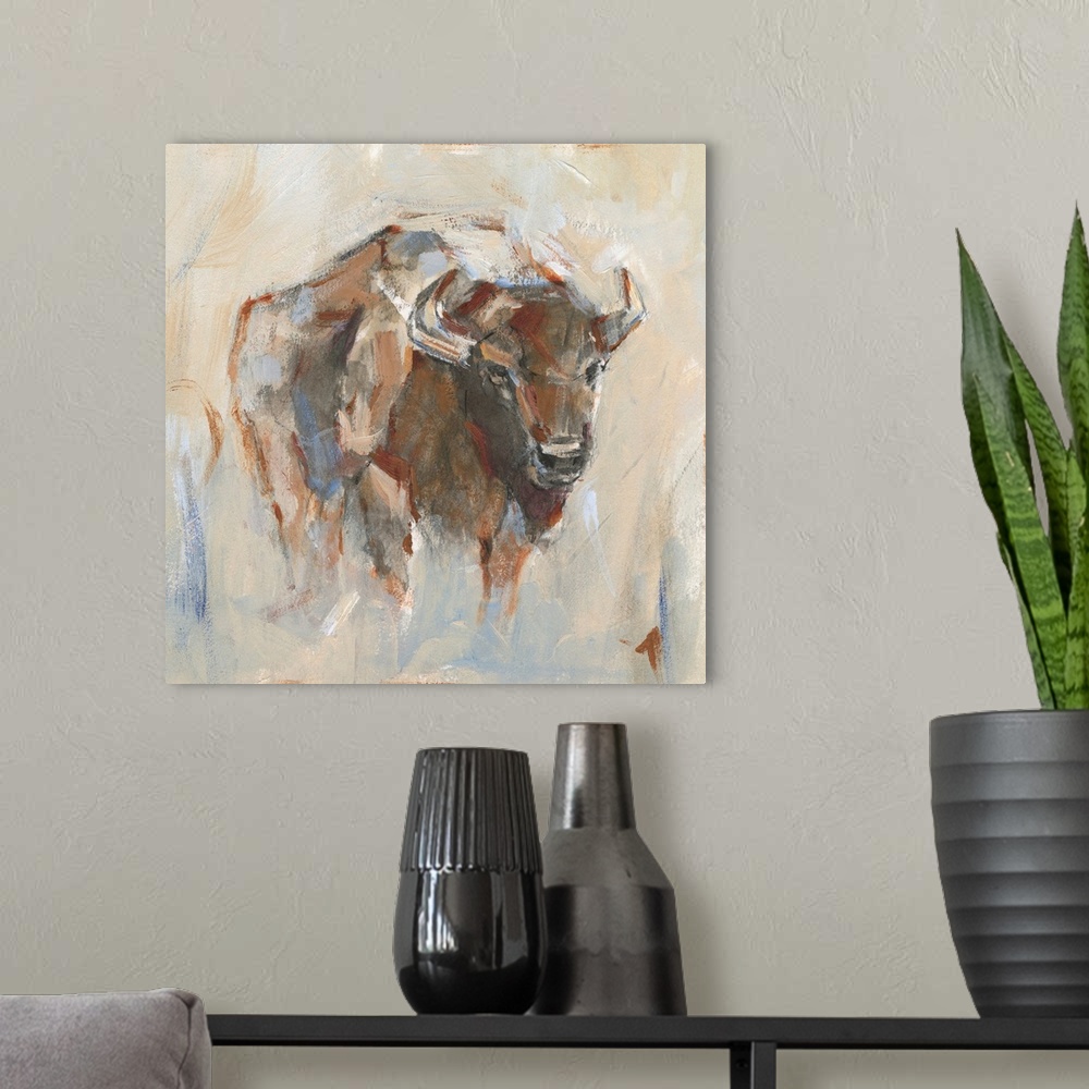 A modern room featuring Pastel Bison I