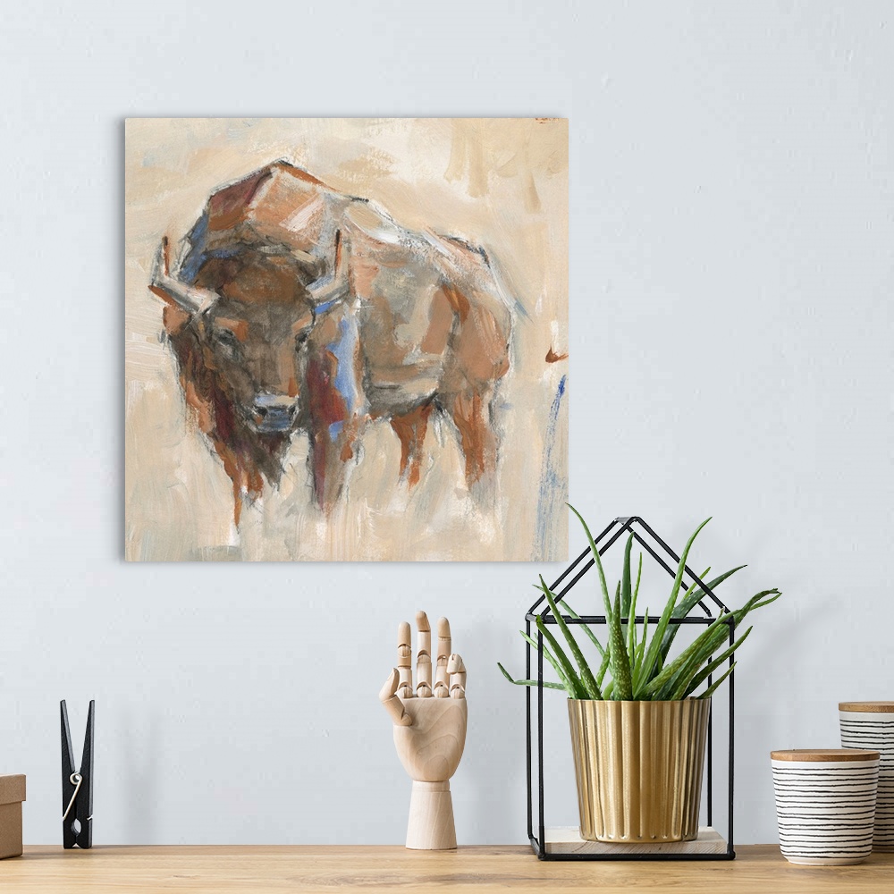 A bohemian room featuring Pastel Bison II